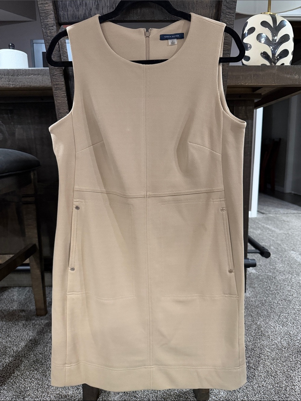 Tommy Hilfiger Beige Sleeveless Shift Mini Dress